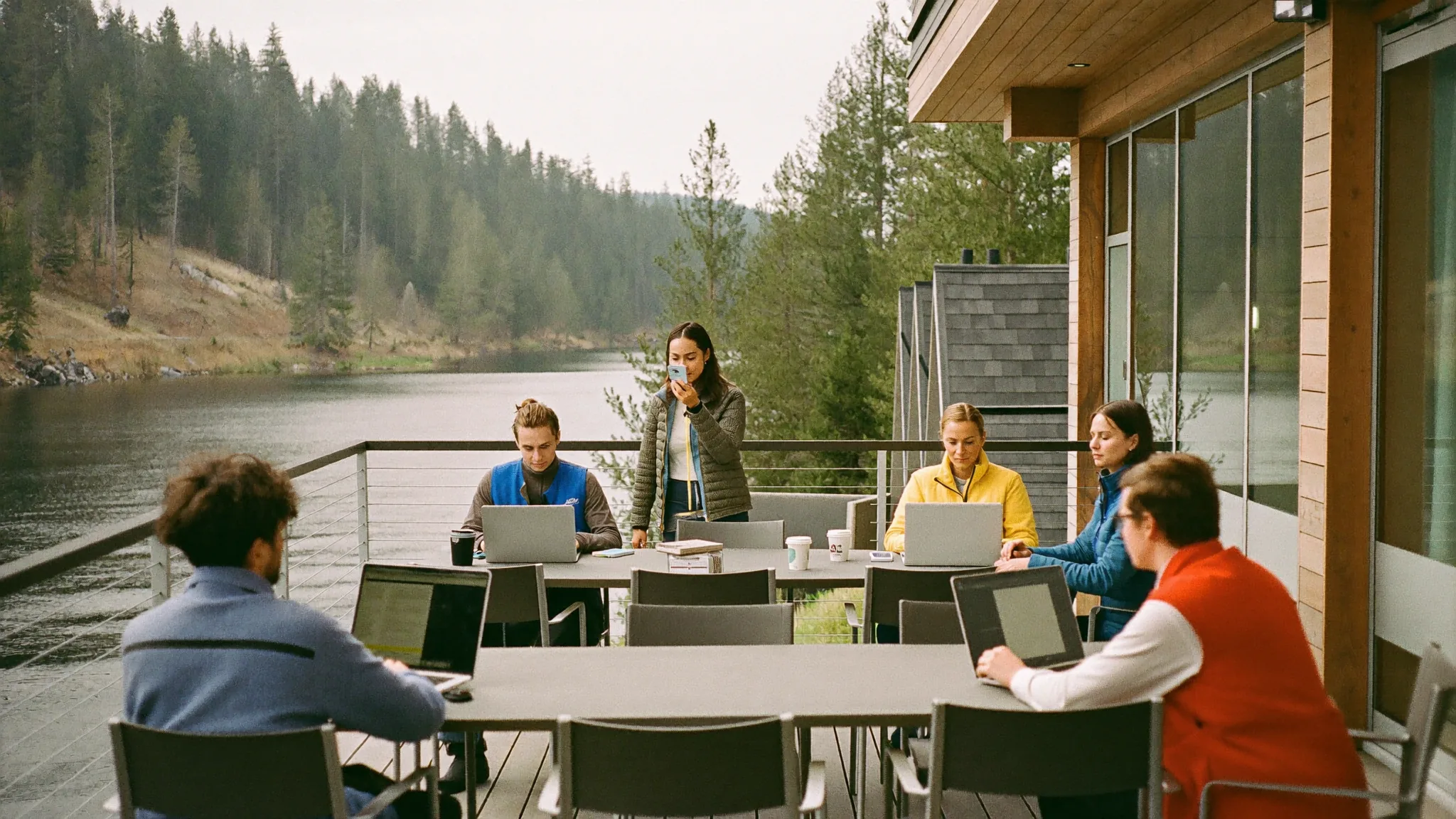 Working from the lodge deck, North America